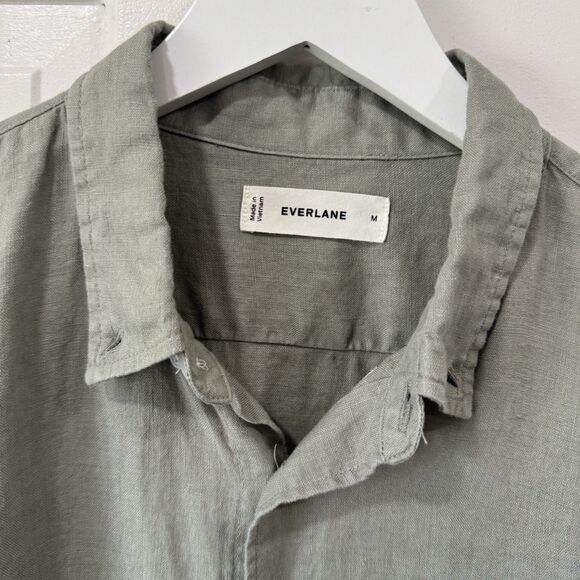 Everlane The Classic Linen Shirt Men Size M Sage Button Down Coastal Minimalist - Picture 4 of 10